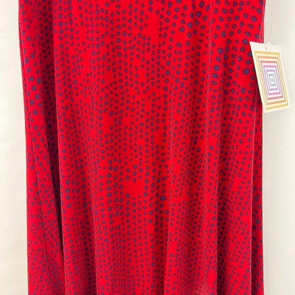 LuLaRoe Maxi Skirt Size XXS Long Red Blue Polka Dot   Print Stretchy Slinky - Picture 3 of 6